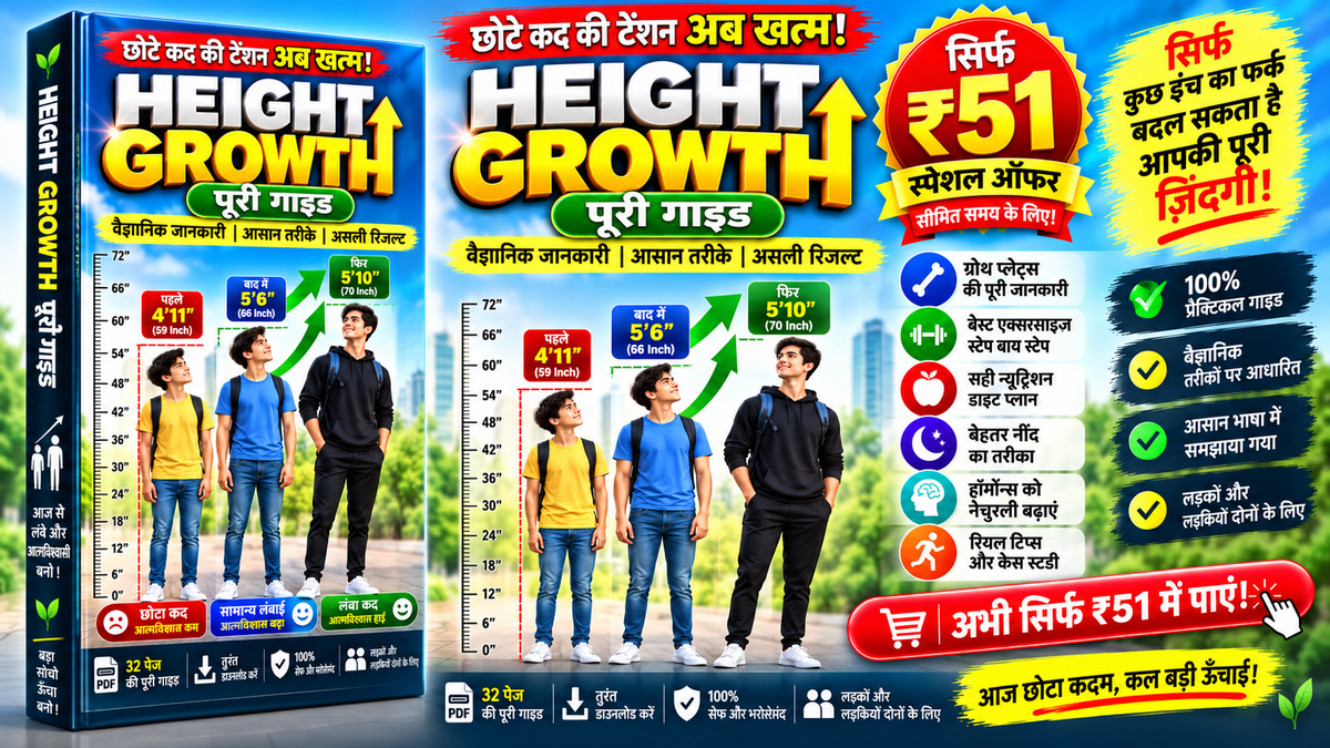Height Growth Guide – हाइट बढ़ाने की पूरी गाइड | 32 Pages PDF